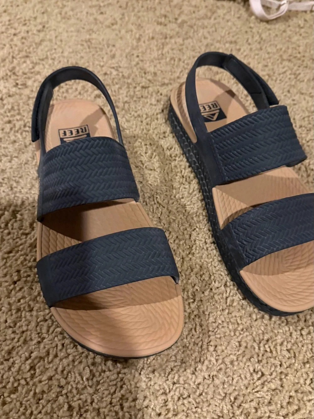 Reef black Double-Strap Sandals with Tan Footbed - Picture 1 of 3
